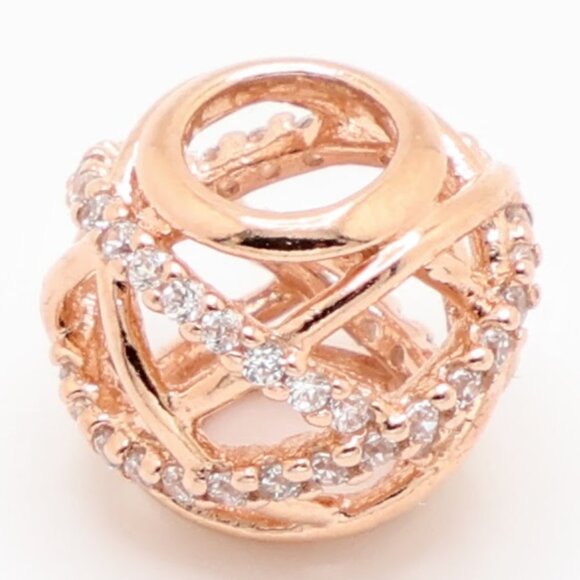 Pandora Moments Sterling Silver 14K Rose Gold Plated CZ Charm - Picture 1 of 6